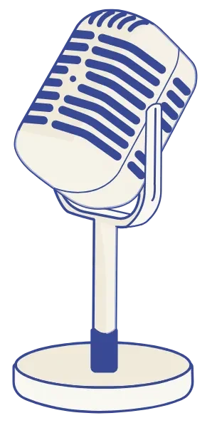 Graphic of an old-fashioned standup desk microphone